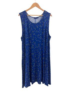 Apt. 9 Blue Print Sleeveless Soft Knit Dress Size 3X Plus Summer Vacation Party